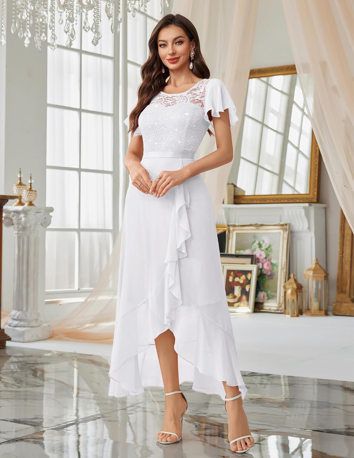 BeryLove Formal Dresses for Women 2025 Wedding Guest with Slit Cocktail Elegant Lace Long Prom Dress