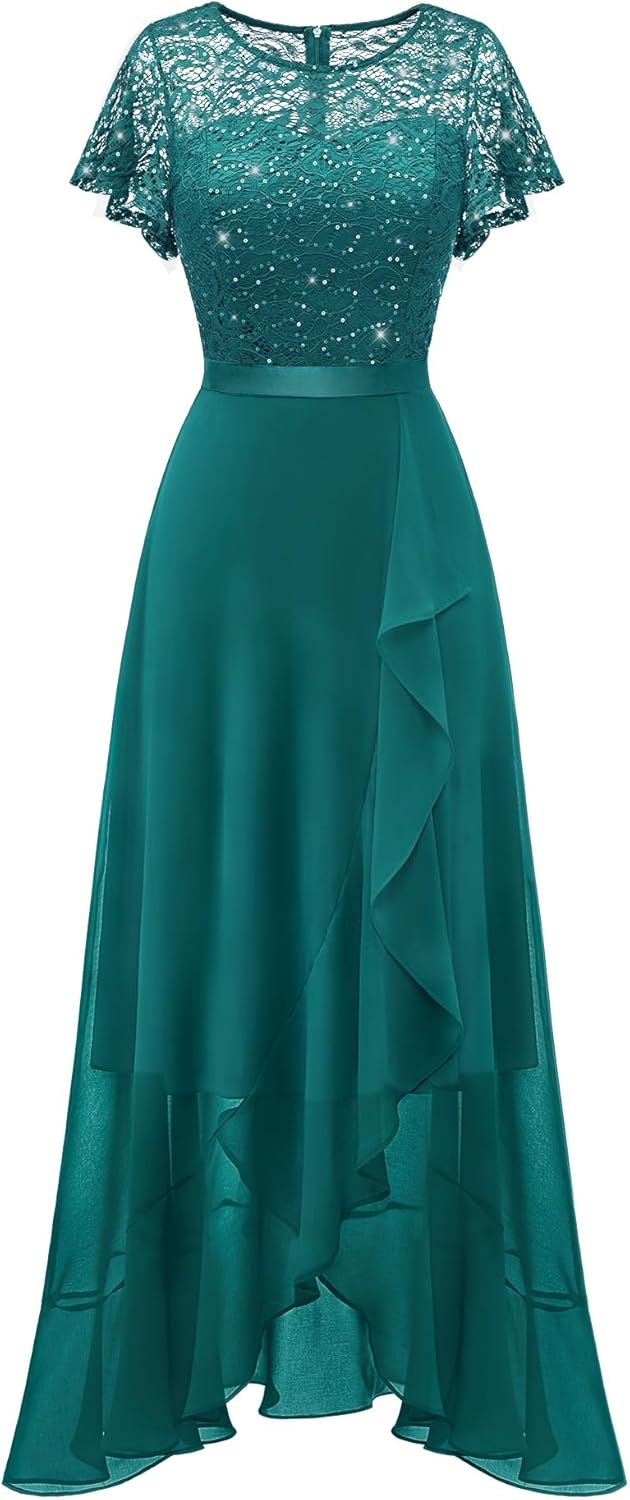 BeryLove Formal Dresses for Women 2025 Wedding Guest with Slit Cocktail Elegant Lace Long Prom Dress