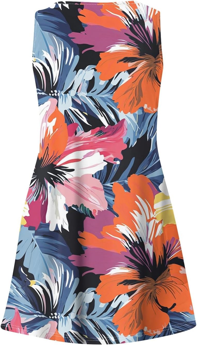 NBXNZWF Women Summer Casual Dress 2025 Casual Loose Sleeveless V-Neck Sundresses A Line Tshirt Beach Dresses with Pockets