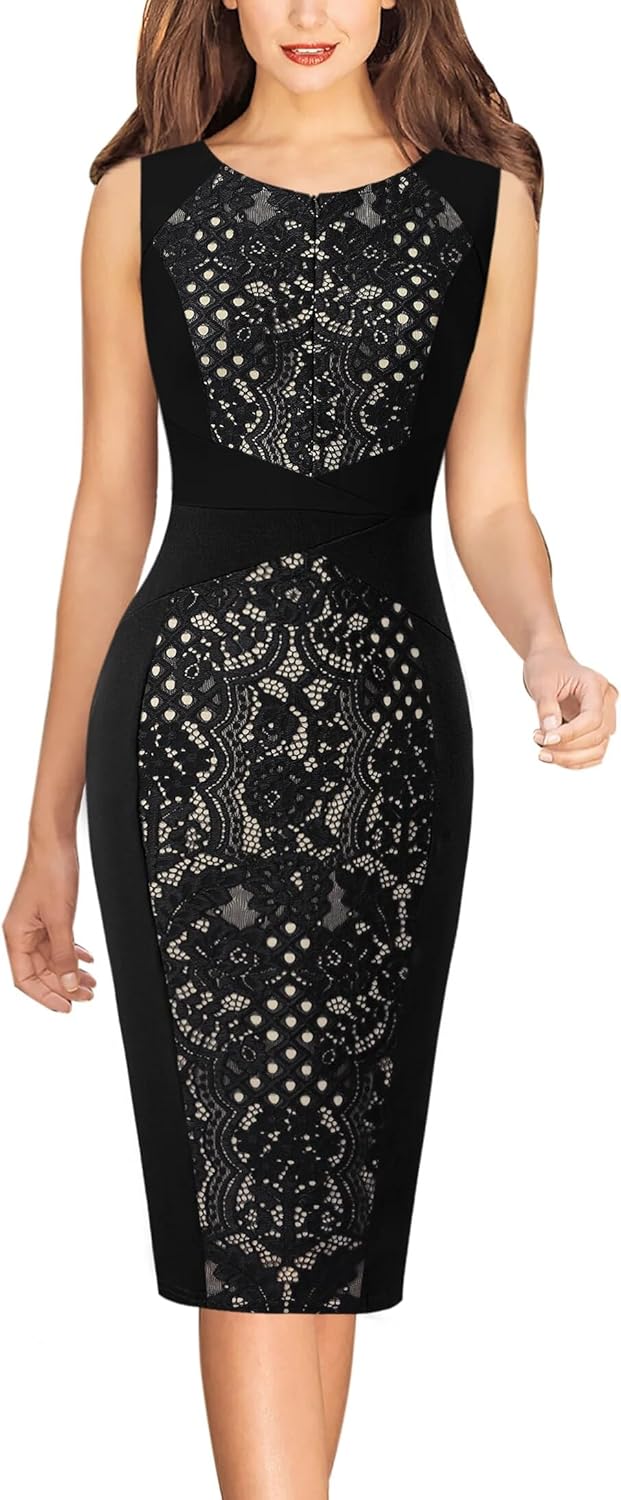 VFSHOW Womens Elegant Slim Front Zipper up Work Business Office Party Sheath Dress