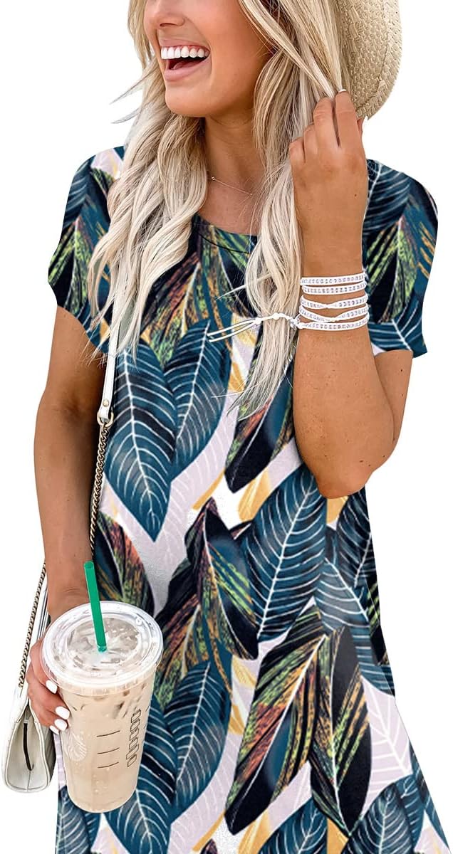 ANRABESS Women's Summer Casual Loose Short Sleeve Long T Shirt Dress Split Maxi Beach Sundress Travel Vacation Outfits