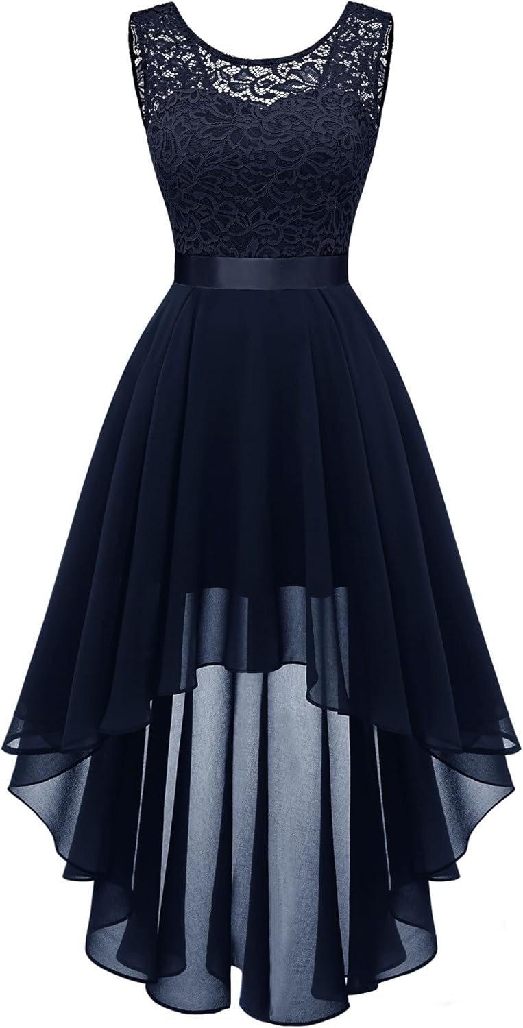 BeryLove Cocktail Prom Dresses 2025 Formal Wedding Guest Dresses Sleeveless Lace High Low Homecoming Dress