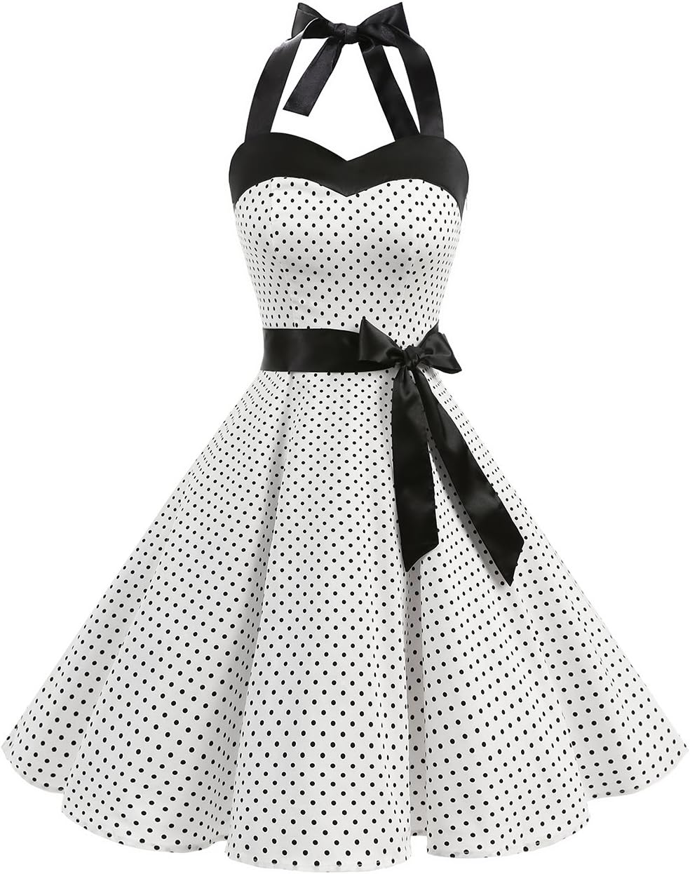 DRESSTELLS Women's Vintage 1950s Cocktail Party Dress Retro Wedding Guest Halter Rockabilly Swing Dresses