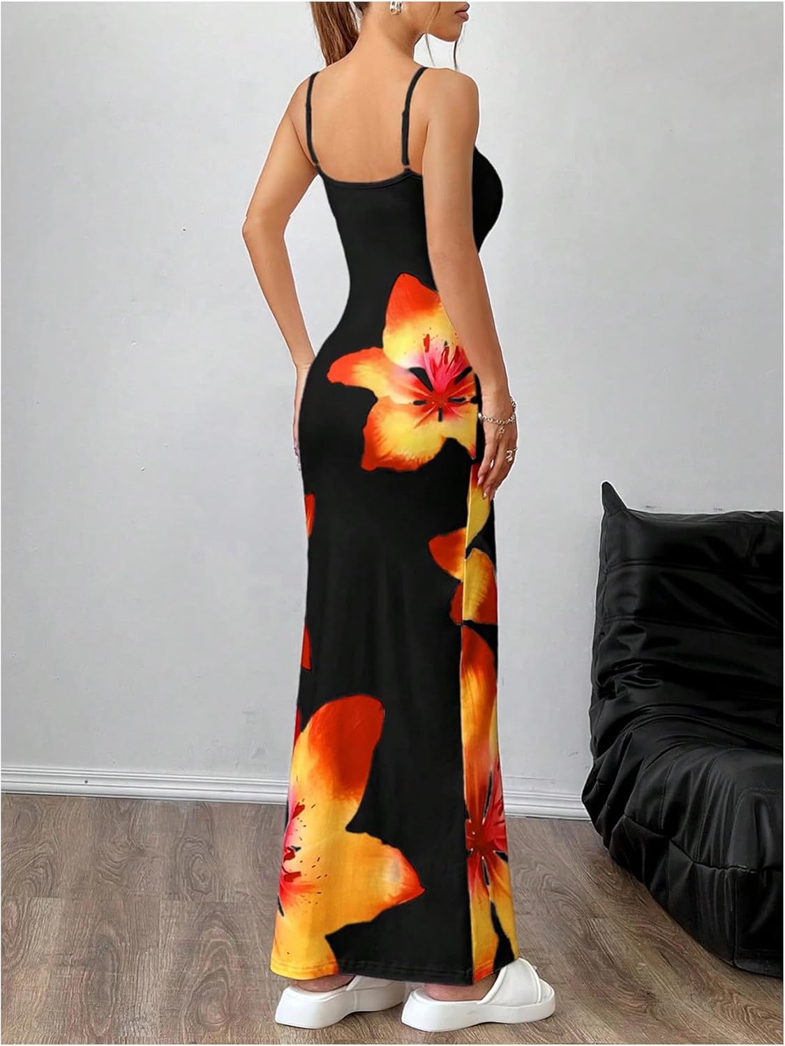 Verdusa Women's Floral Sun Maxi Bodycon Dresse Summer Starfish Dress White