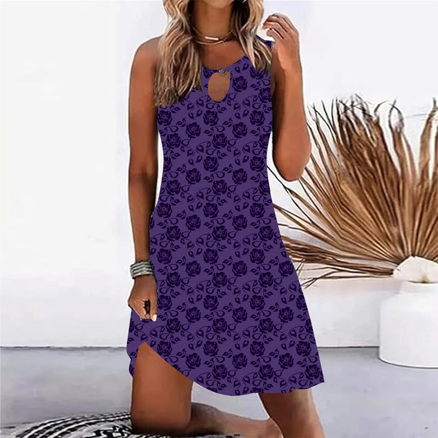 Summer Dresses for Women 2025 Vacation Beach Casual Vintage Midi Sundresses Sexy Sleeveless V Neck Boho Tank Dress