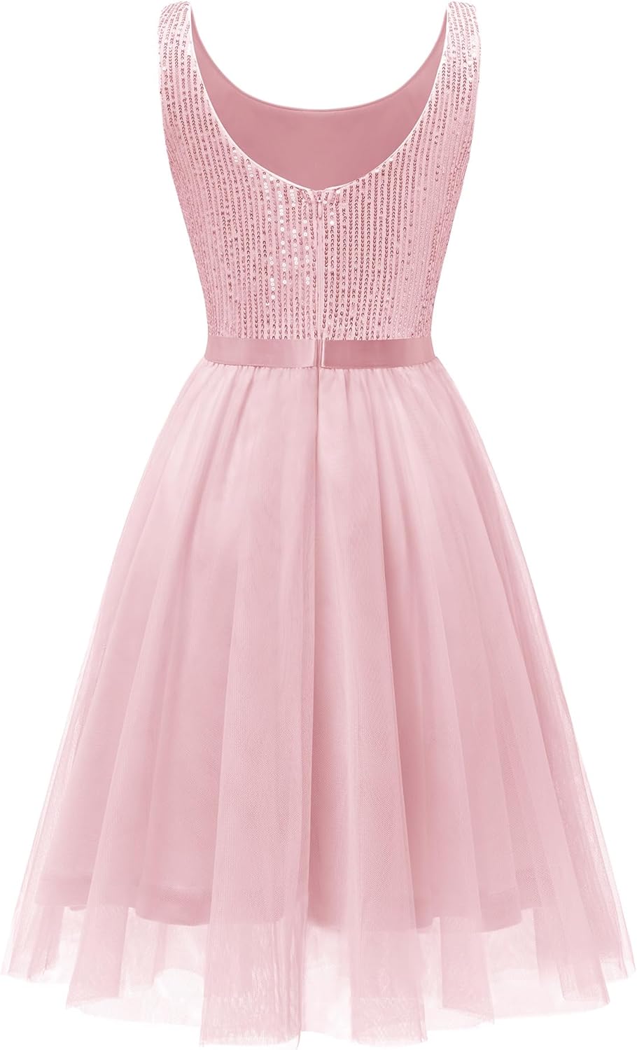 BeryLove Sequin Dress for Woman Vintage A Line Wedding Formal Swing Mesh Dress Sleeveless Cocktail Maxi Gowns
