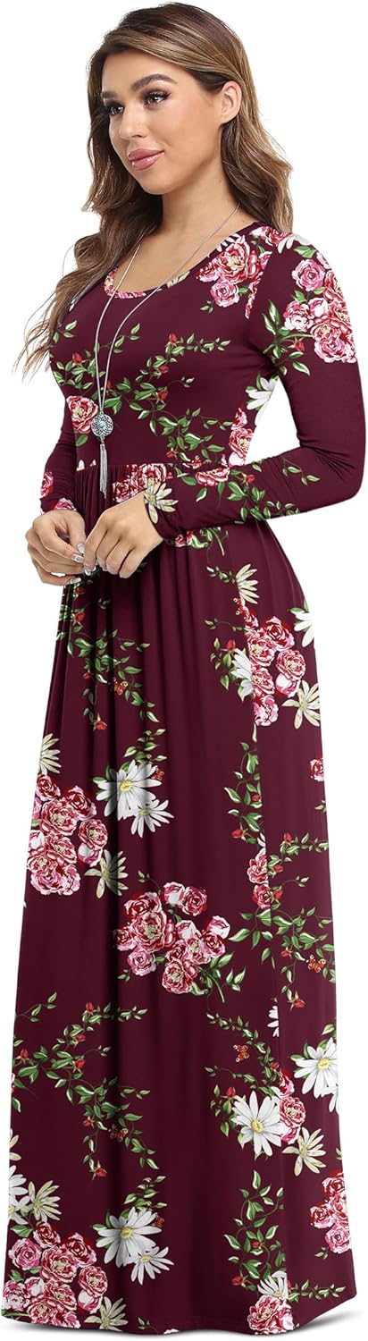 VIISHOW Women's Long Sleeve Loose Plain Maxi Dresses Casual Long Dresses with Pockets