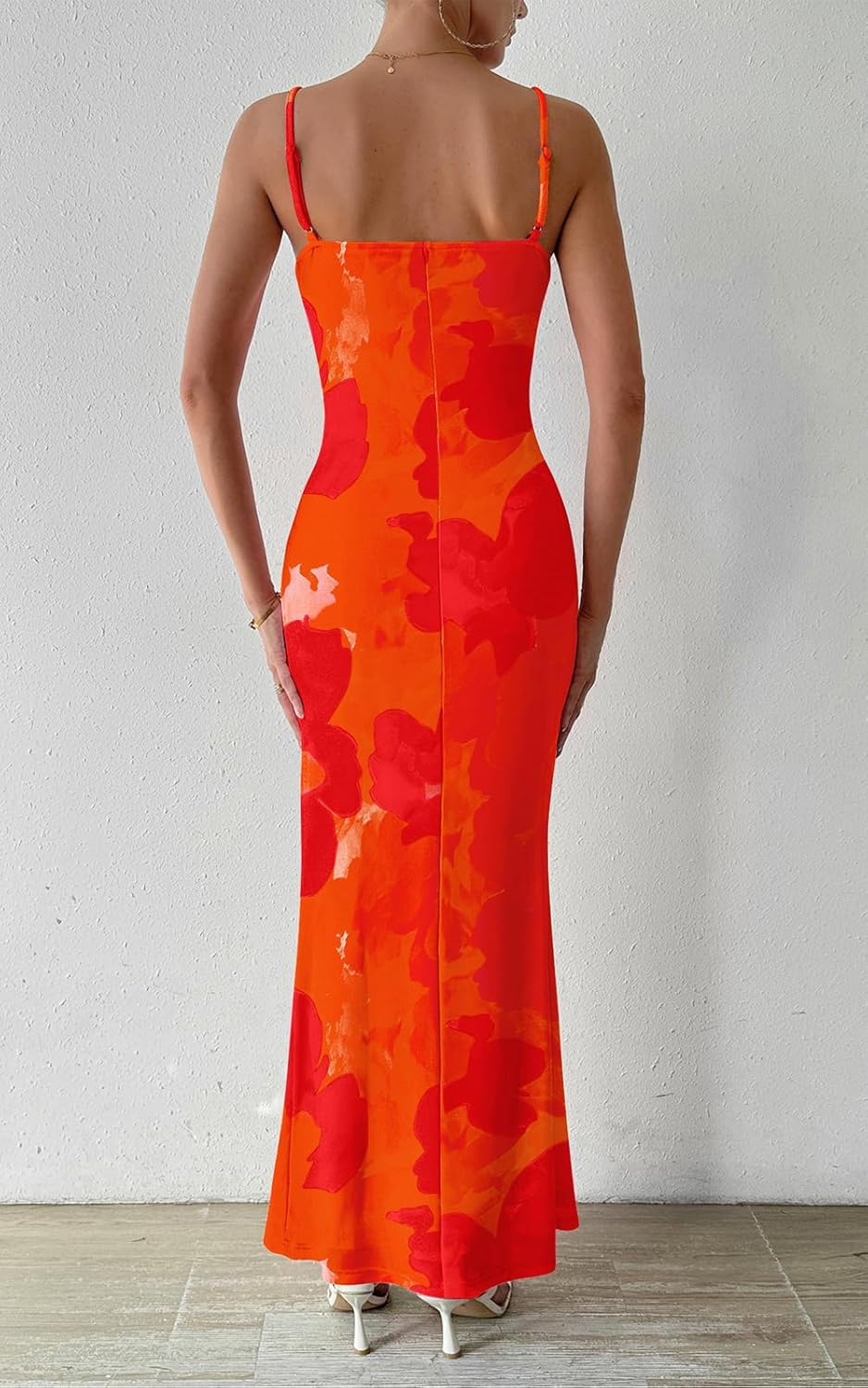 PRETTYGARDEN Women's 2025 Summer Floral Spaghetti Strap Maxi Dress Stretch Sexy Bodycon Dress Backless Slip Long Dresses