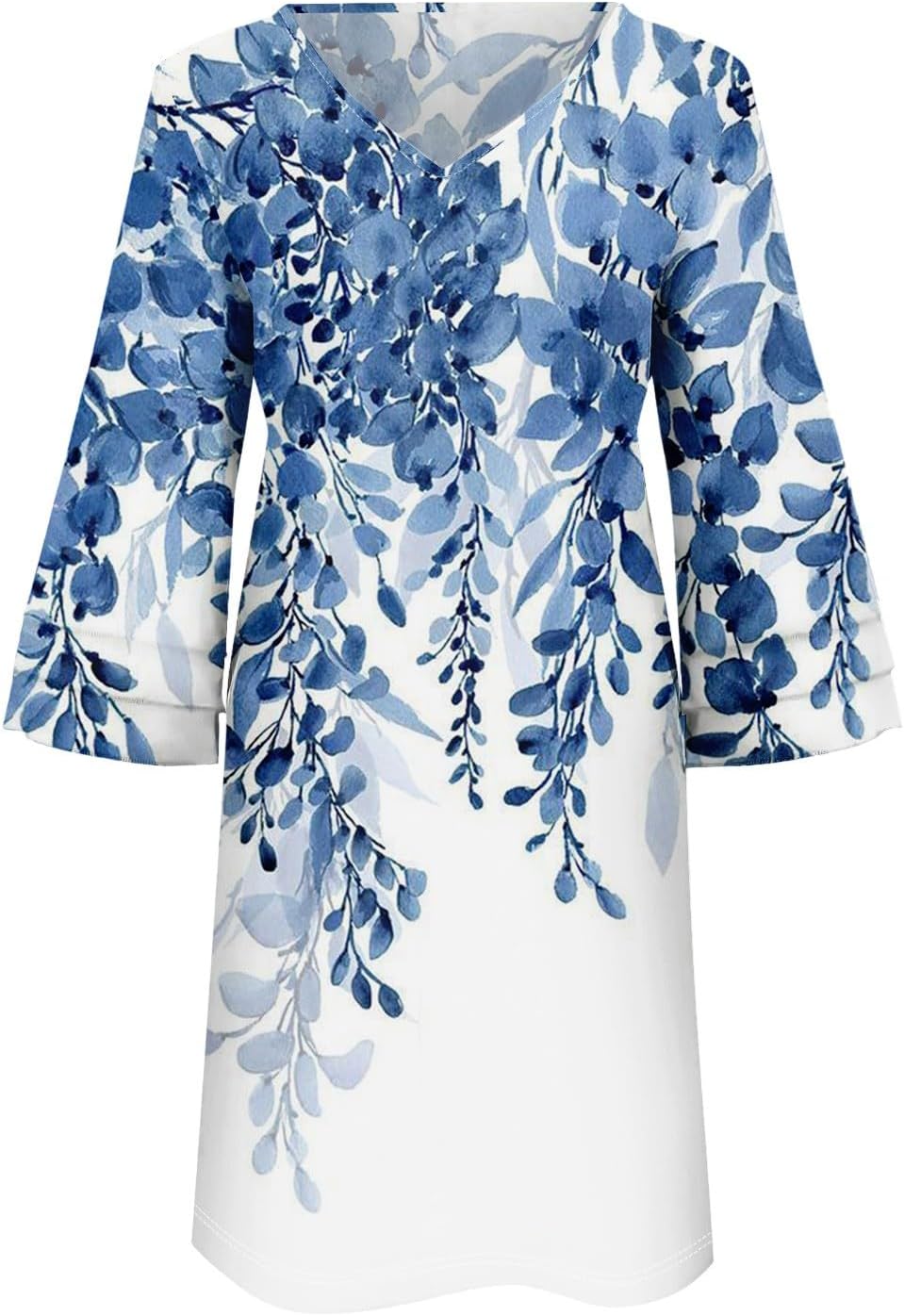 Beach Dresses for Women,2025 Summer Trendy Floral Print Boho Dress,Casual Loose V Neck Bell 3/4 Sleeve Mini Dress