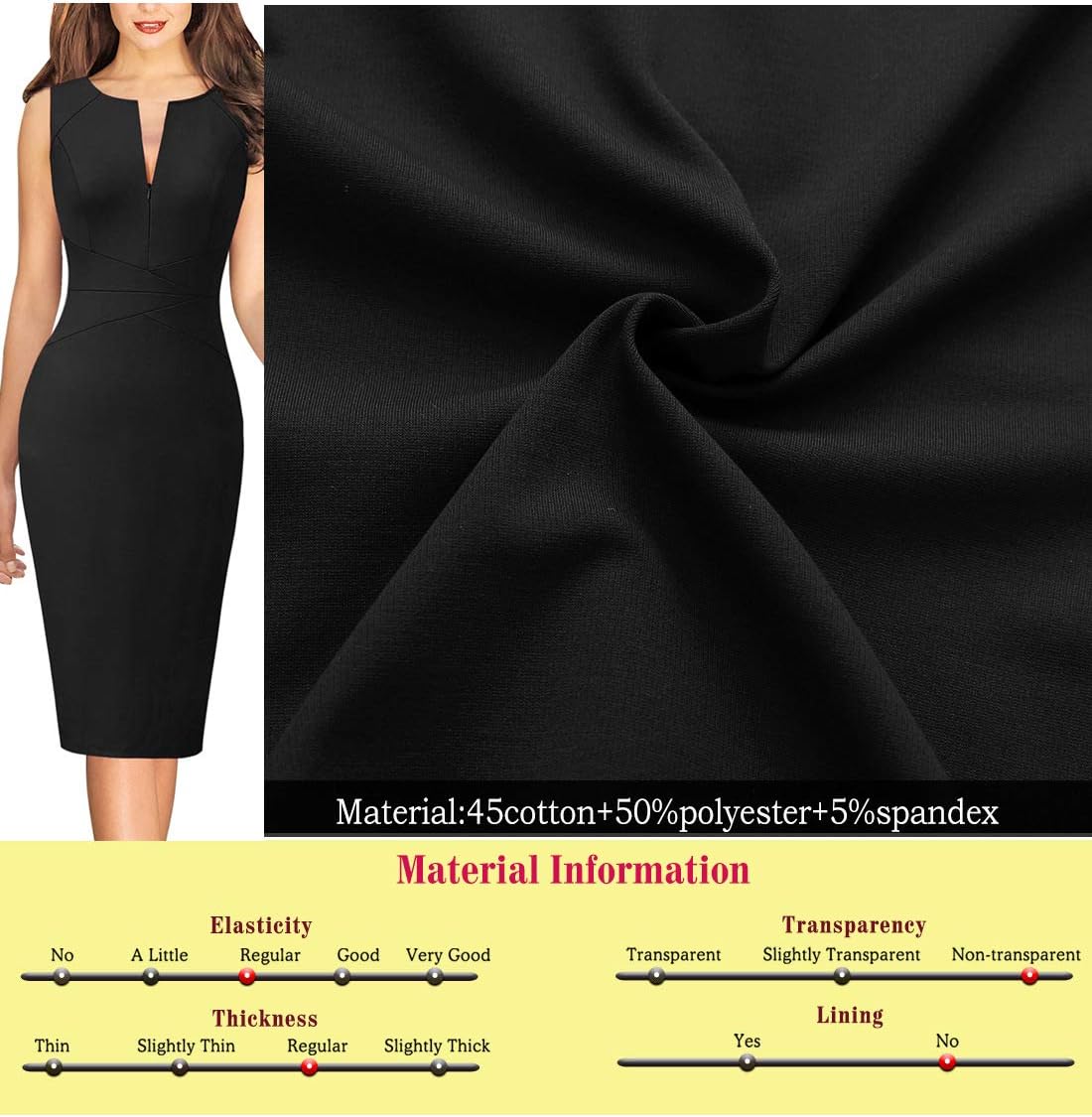 VFSHOW Womens Elegant Slim Front Zipper up Work Business Office Party Sheath Dress