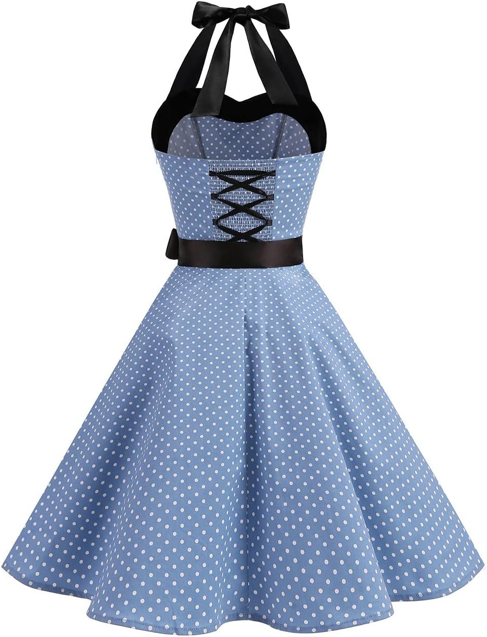 DRESSTELLS Women's Vintage 1950s Cocktail Party Dress Retro Wedding Guest Halter Rockabilly Swing Dresses