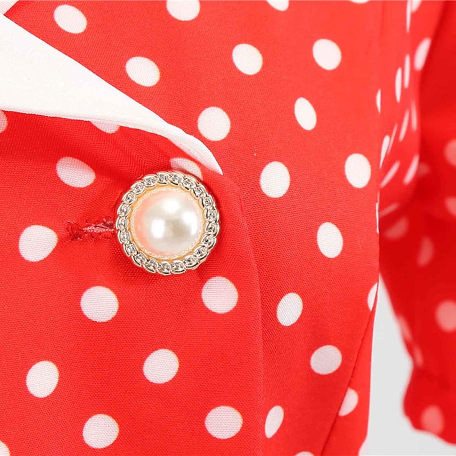 Women Double Breasted Notch Lapel 50s Vintage Short Sleeve Cocktail Swing Dress Polka Dot 1950s Rockabilly Prom Dress