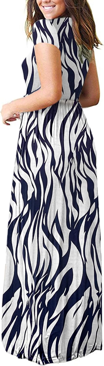 AUSELILY Women's Short Sleeve Loose Plain Casual Long Maxi Dresses for Women 2025
