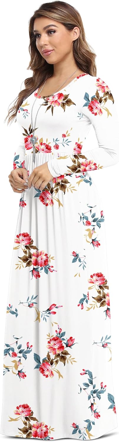 VIISHOW Women's Long Sleeve Loose Plain Maxi Dresses Casual Long Dresses with Pockets
