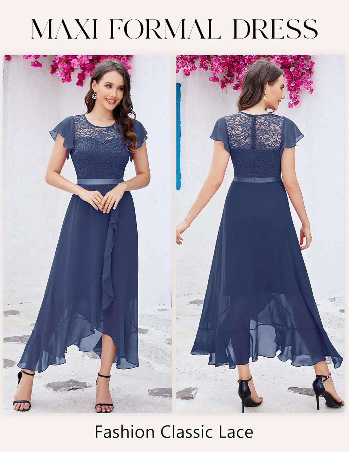 BeryLove Formal Dresses for Women 2025 Wedding Guest with Slit Cocktail Elegant Lace Long Prom Dress