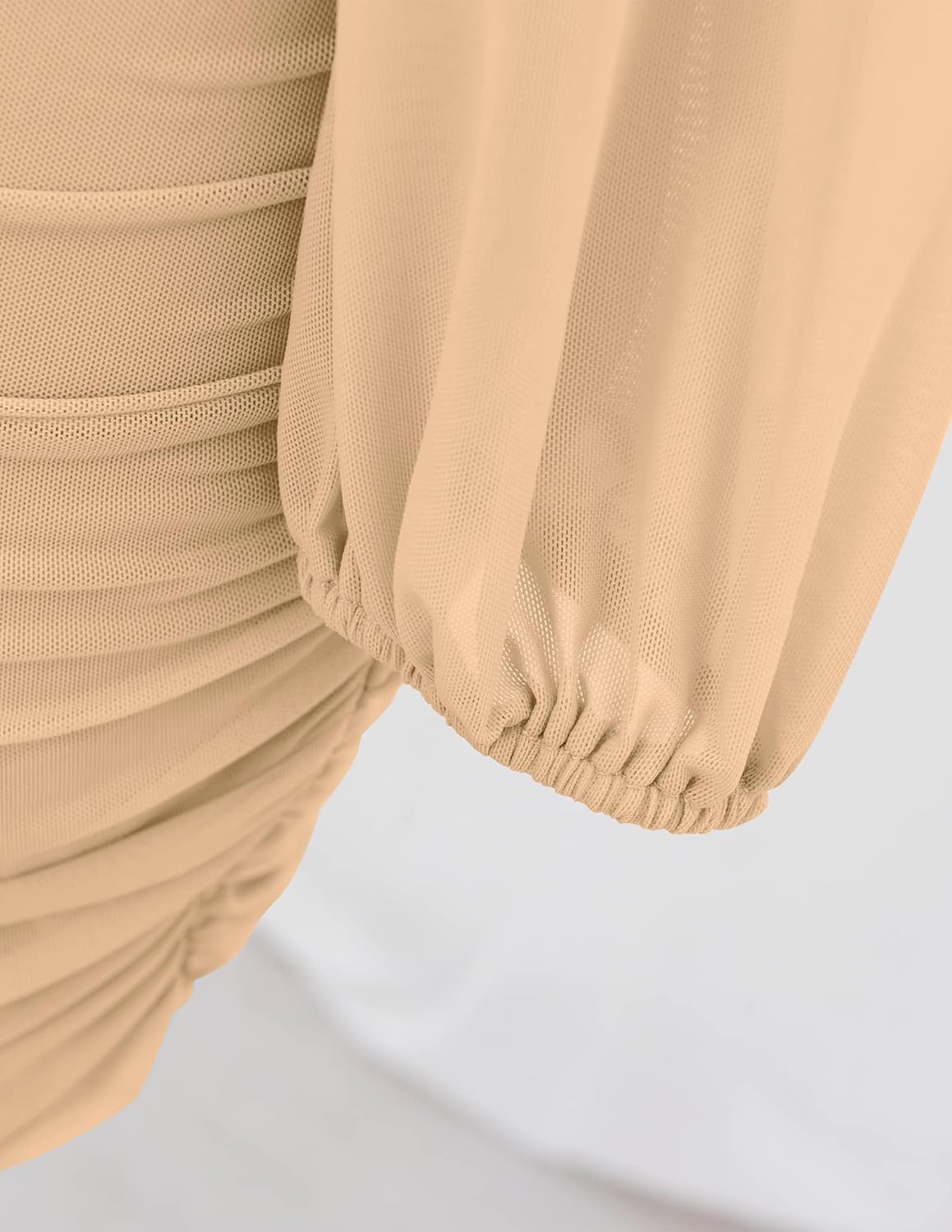 ZESICA Women's Sexy V Neck Ruched Bodycon Mini Dress Puff Long Sleeve Cocktail Wedding Party Short Dresses
