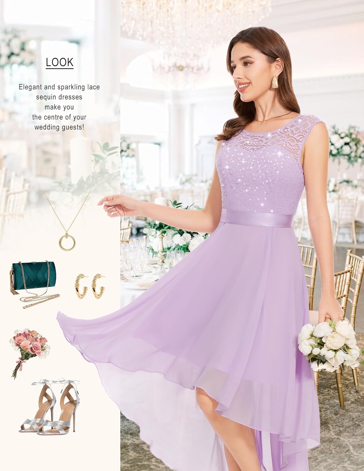 BeryLove Cocktail Prom Dresses 2025 Formal Wedding Guest Dresses Sleeveless Lace High Low Homecoming Dress