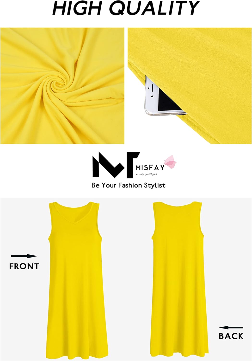 MISFAY Women's Summer Casual T Shirt Dresses Beach Cover up Tank Dress