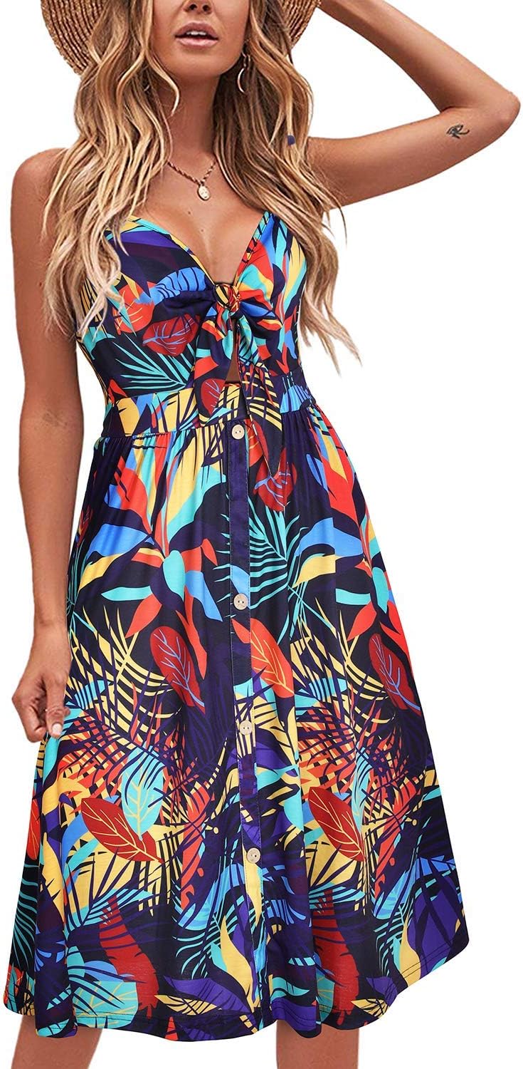 VOTEPRETTY Women's Summer Dresses Spring Sundresses Beach Clothes Outfit Vacation 2024 V Neck Casual Tropical Resort Hawaiian