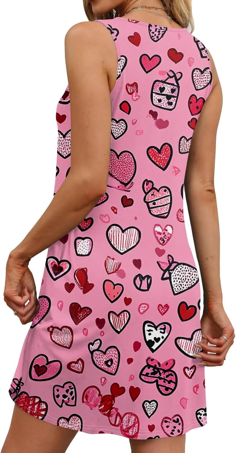 Women's Casual Sundress with Pockets Summer Boho Beach Dress,Holiday Hresses for Woment-Shirts Dress U Neck Loose Tank