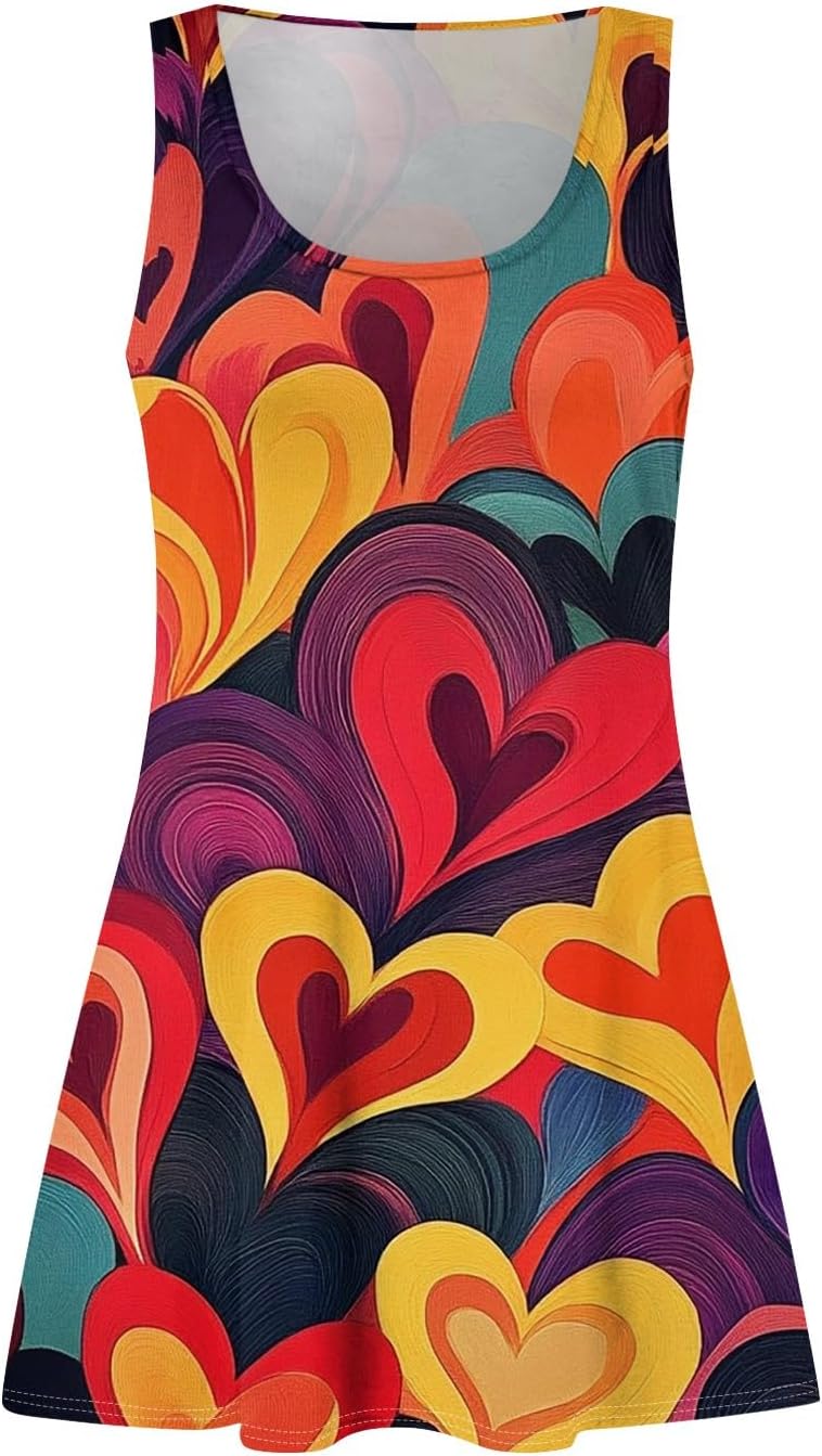 Women's Casual Sundress with Pockets Summer Boho Beach Dress,Holiday Hresses for Woment-Shirts Dress U Neck Loose Tank