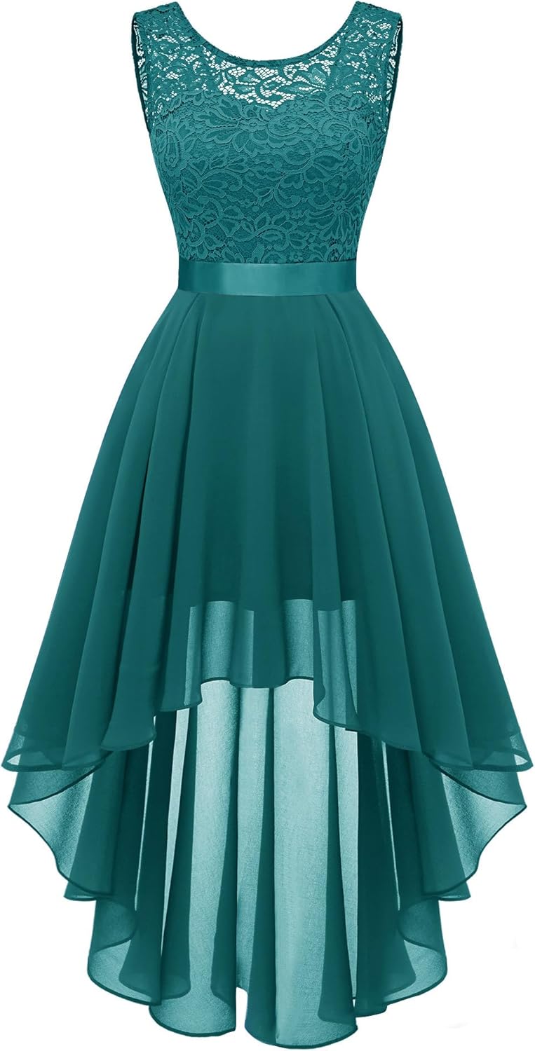 BeryLove Cocktail Prom Dresses 2025 Formal Wedding Guest Dresses Sleeveless Lace High Low Homecoming Dress