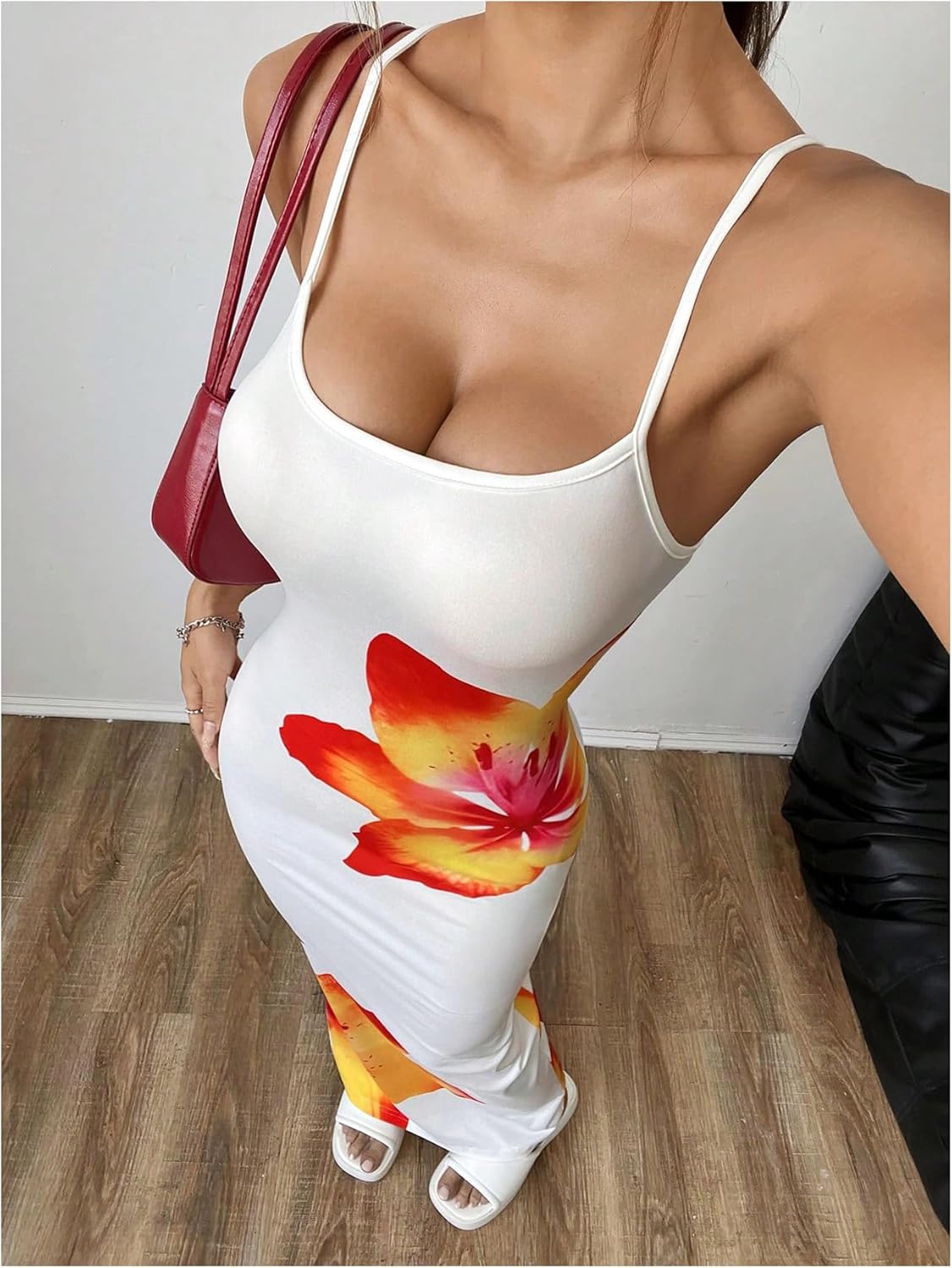Verdusa Women's Floral Sun Maxi Bodycon Dresse Summer Starfish Dress White