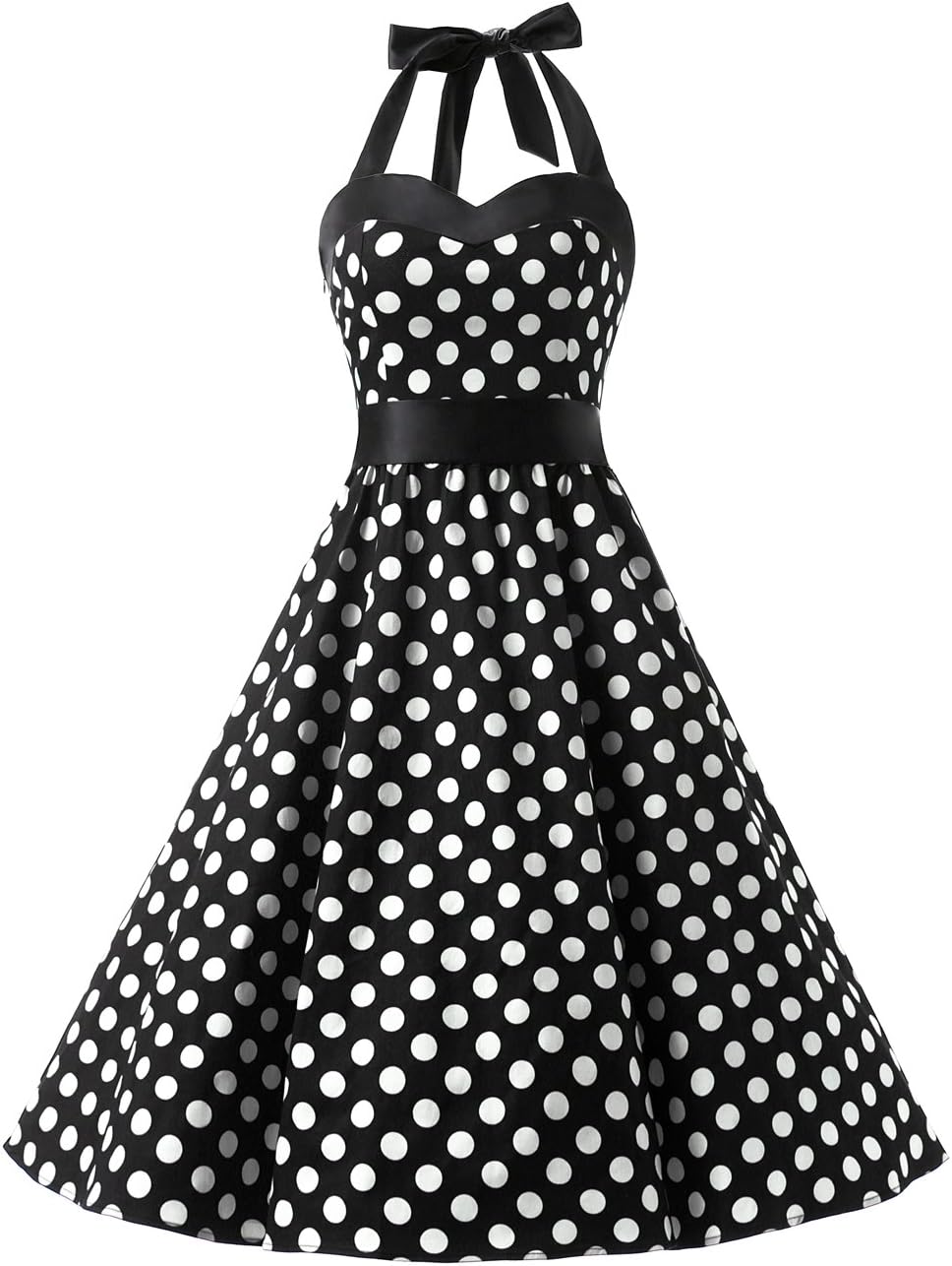 DRESSTELLS Women's Vintage 1950s Cocktail Party Dress Retro Wedding Guest Halter Rockabilly Swing Dresses