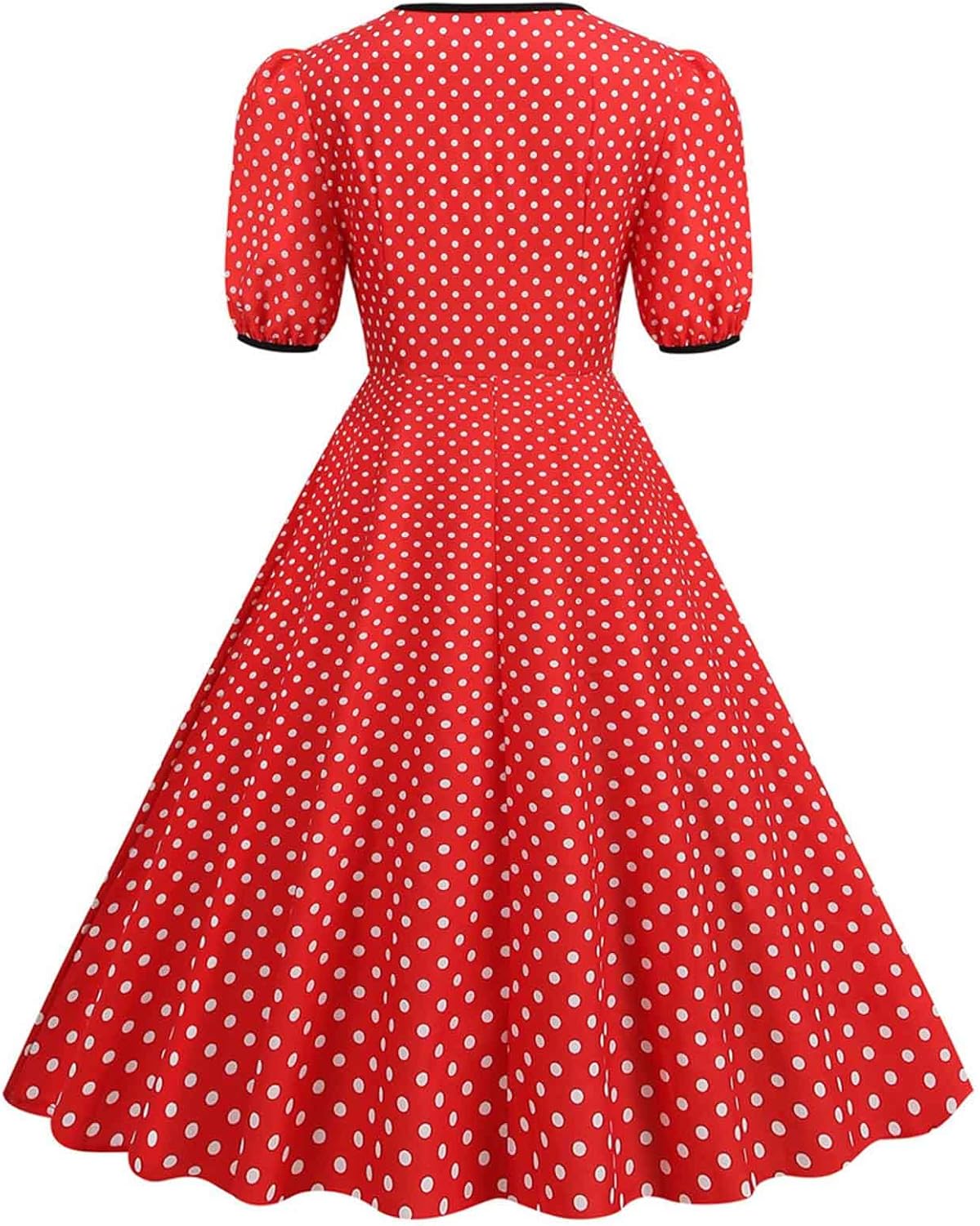 Women Double Breasted Notch Lapel 50s Vintage Short Sleeve Cocktail Swing Dress Polka Dot 1950s Rockabilly Prom Dress
