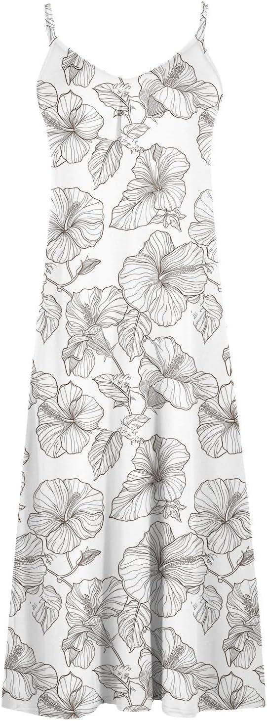 Womens Floral Maxi Dresses Spaghetti Strap Casual Summer Long Dress Vneck Flowy Boho Beach Sundress Vacation Outfits