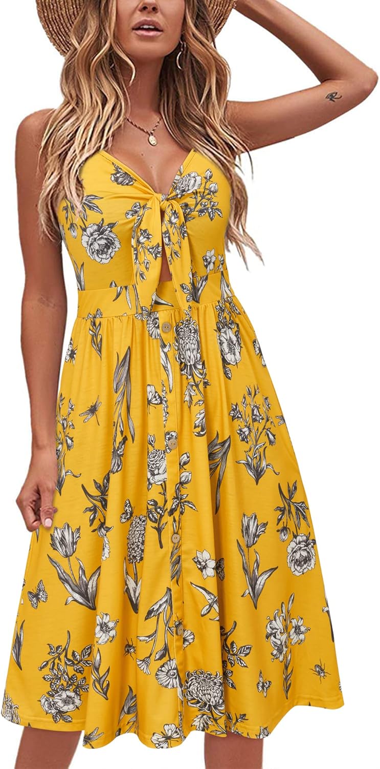 VOTEPRETTY Women's Summer Dresses Spring Sundresses Beach Clothes Outfit Vacation 2024 V Neck Casual Tropical Resort Hawaiian