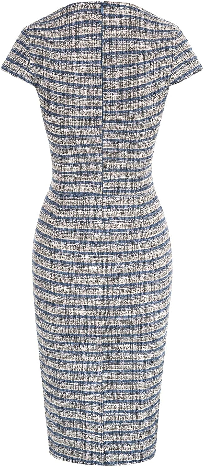 GRACE KARIN Women's Gorgeous Pencil Dress Cap Sleeve Tweed Pencil Dress for Work
