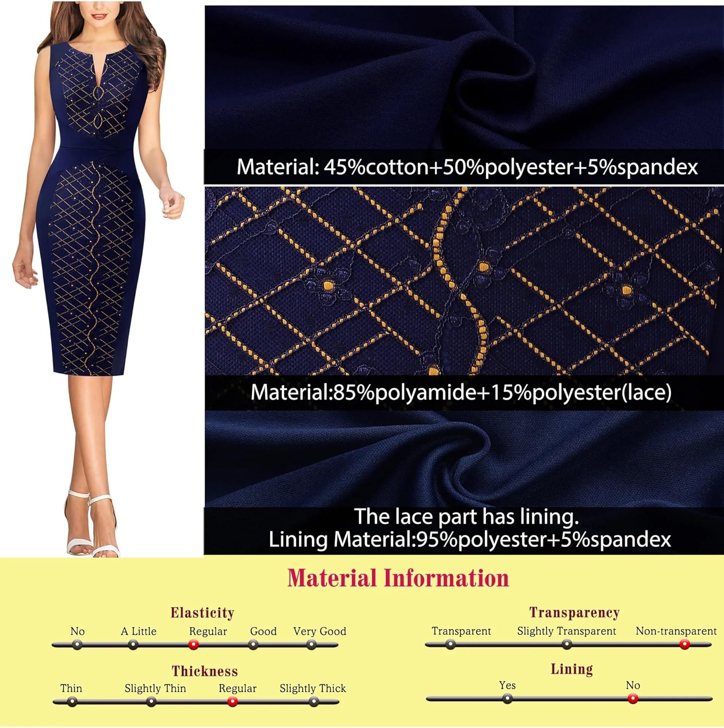 VFSHOW Womens Elegant Slim Front Zipper up Work Business Office Party Sheath Dress