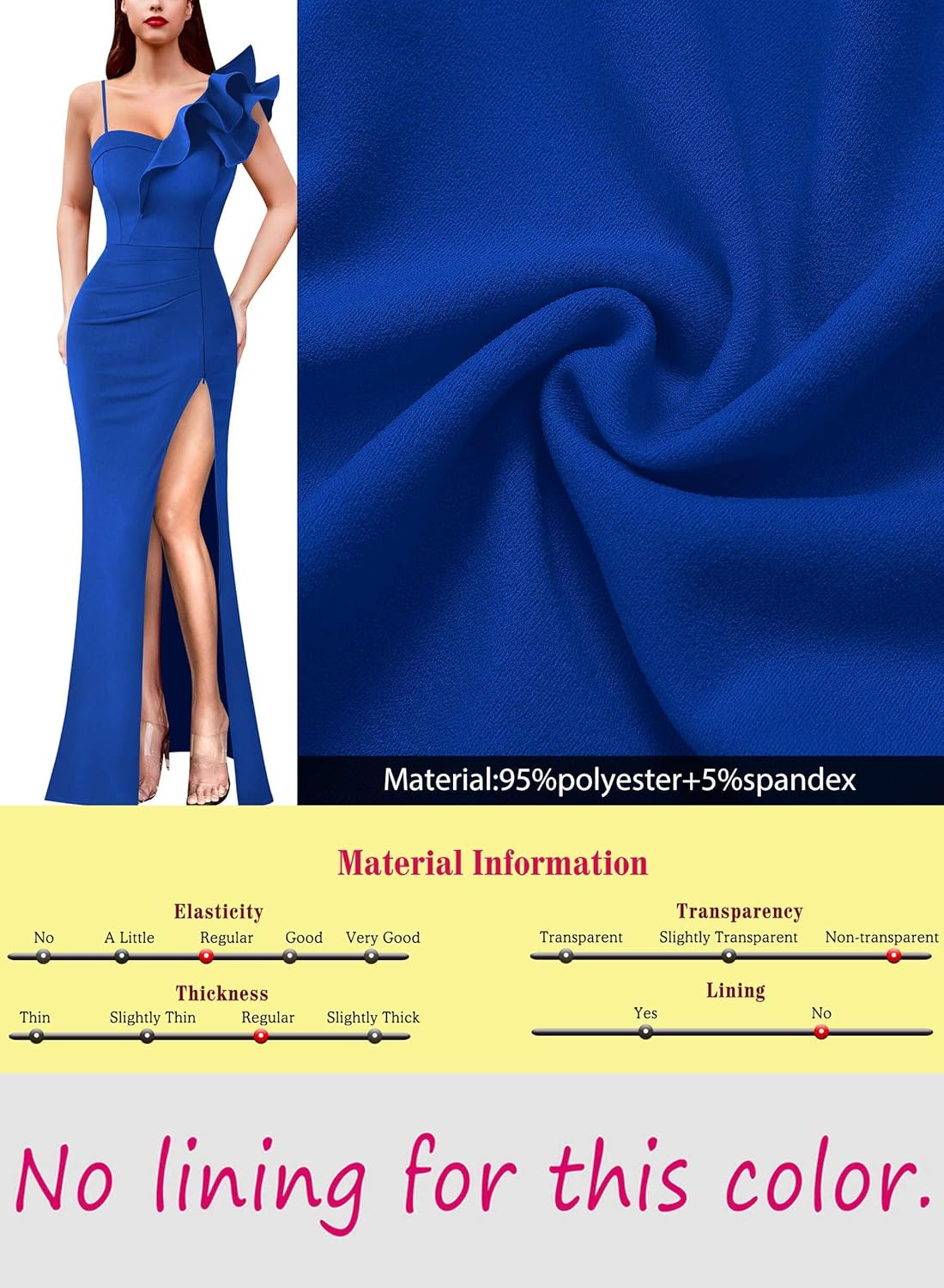 VFSHOW Womens Ruffle One Shoulder Strap Ruched Formal Prom Wedding Maxi Dress V Neck Elegant Split Cocktail Evening Long Gown