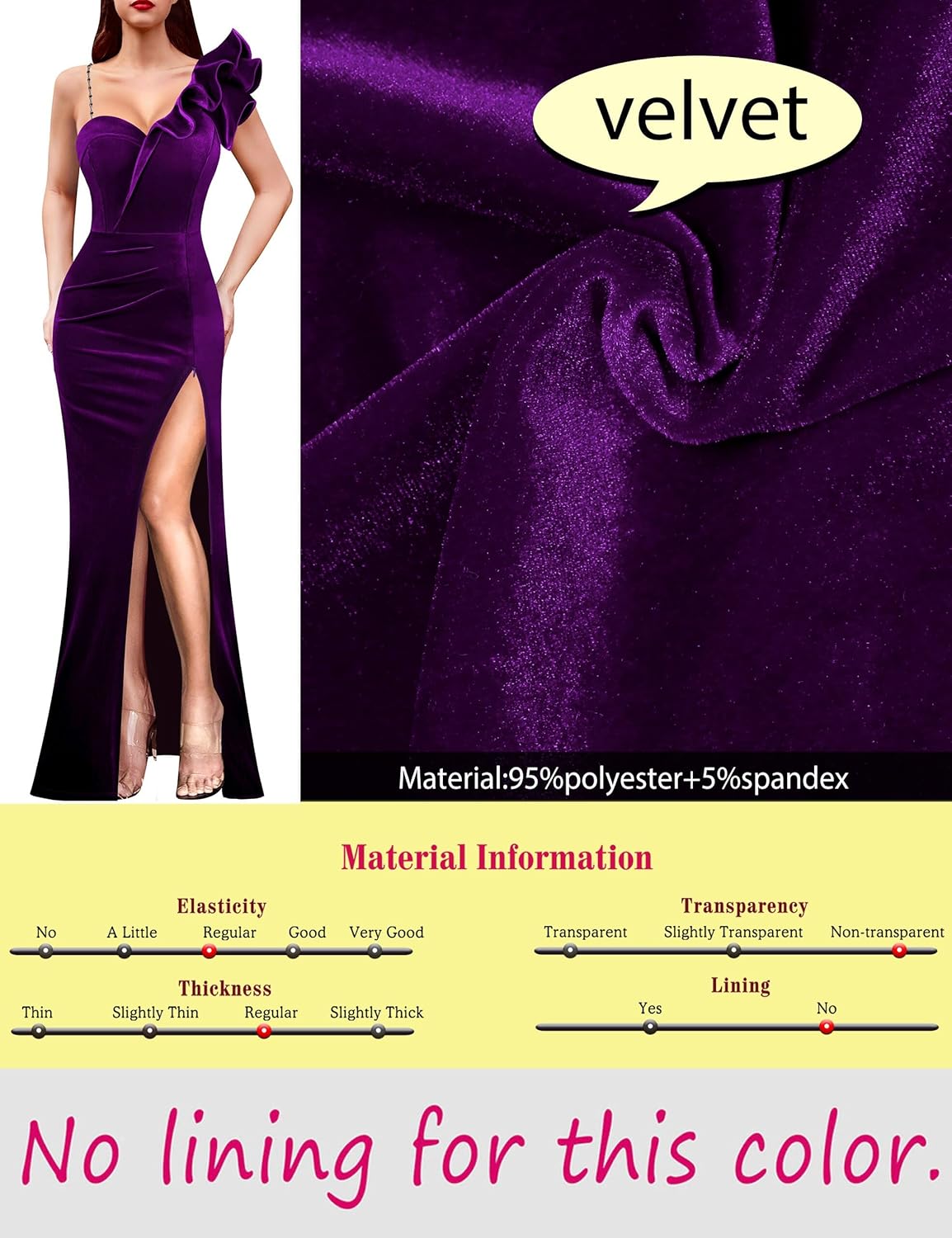 VFSHOW Womens Ruffle One Shoulder Strap Ruched Formal Prom Wedding Maxi Dress V Neck Elegant Split Cocktail Evening Long Gown