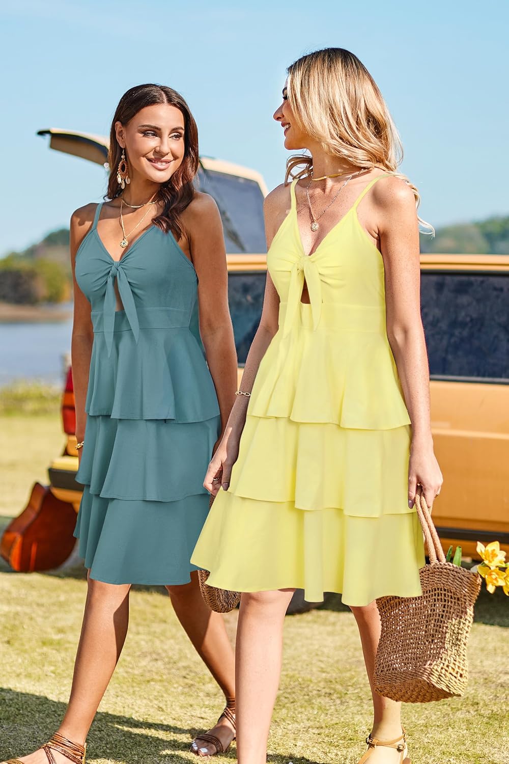 VOTEPRETTY Women's Summer Dresses Spring Sundresses Beach Clothes Outfit Vacation 2024 V Neck Casual Tropical Resort Hawaiian