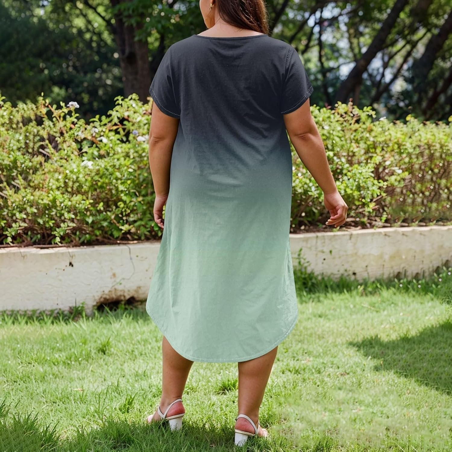 Maxi Dresses for Women 2025 Plus Size Tie Dye V Neck Dress Short Sleeve Side Split Beach Summer Sundress with Pocket
