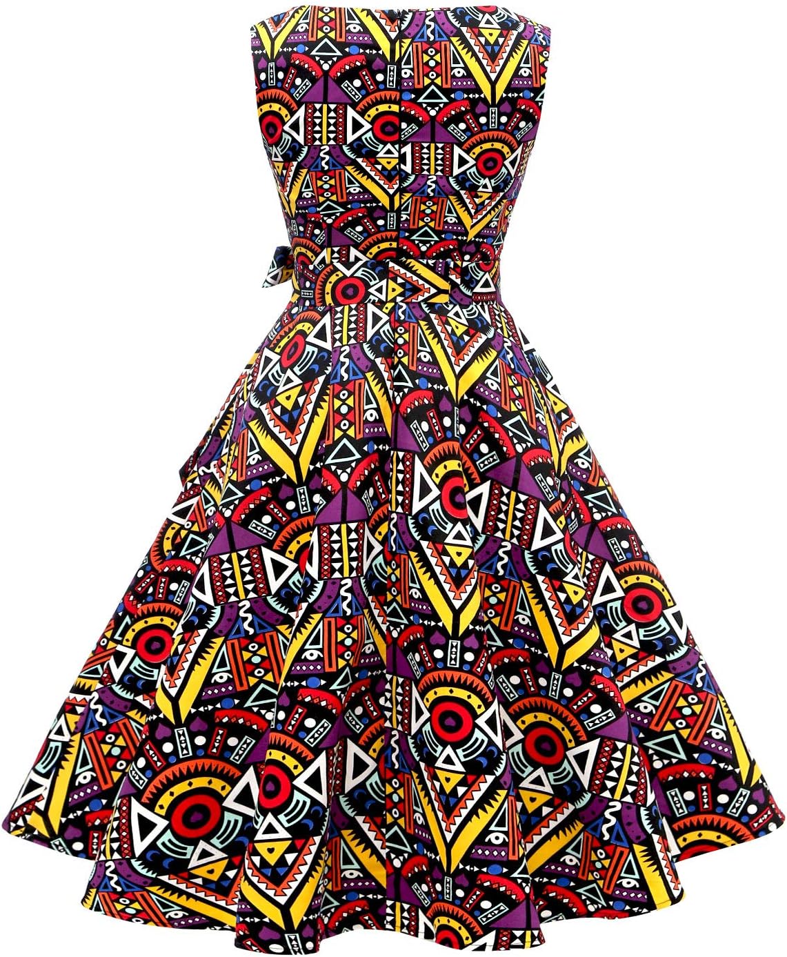 Hanpceirs Women's Boatneck Sleeveless Swing Vintage 1950s Cocktail Dress New