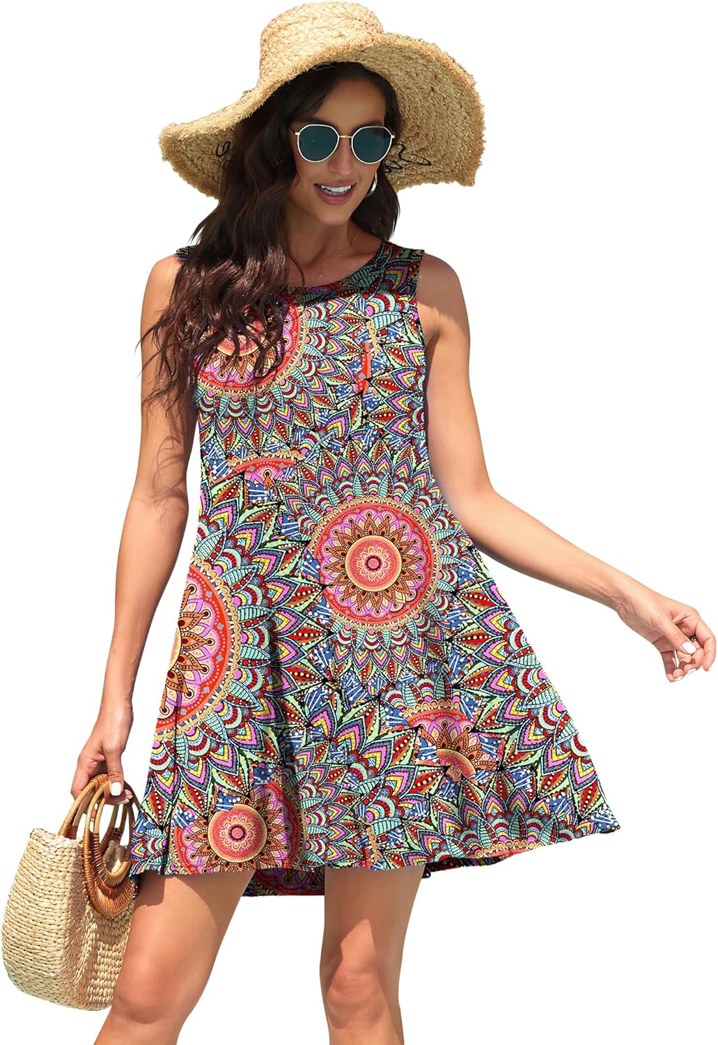 WEACZZY Women Summer Casual Swing T Shirt Dresses Beach Cover up Loose Dress