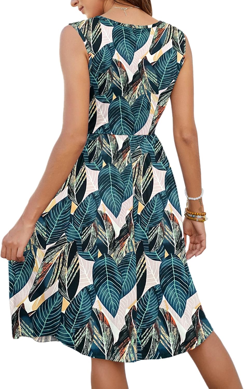 MOLERANI Women Summer Dresses Sleeveless Casual Loose Swing Button Down Midi Dress with Pockets