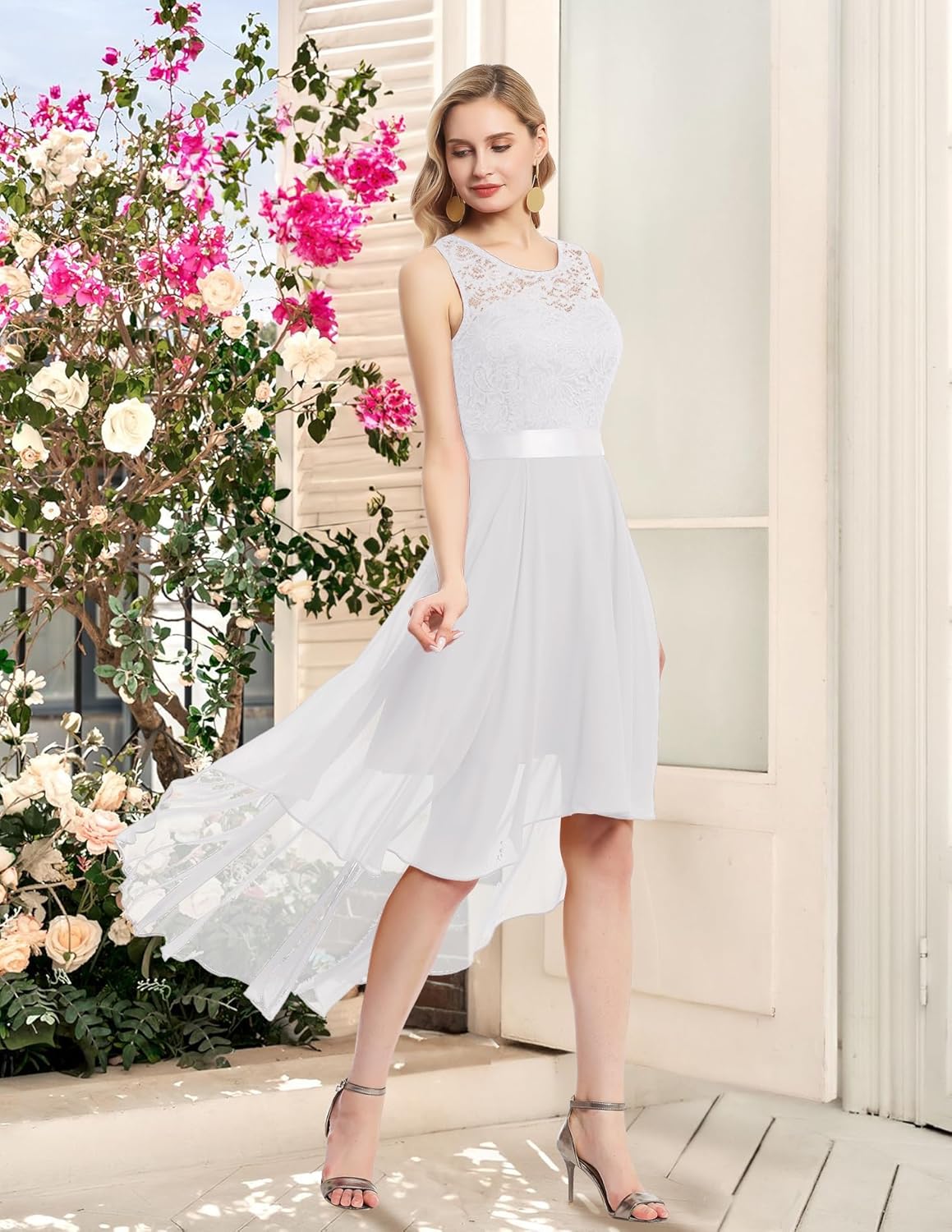 BeryLove Cocktail Prom Dresses 2025 Formal Wedding Guest Dresses Sleeveless Lace High Low Homecoming Dress