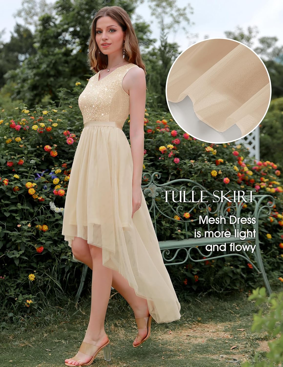BeryLove Cocktail Prom Dresses 2025 Formal Wedding Guest Dresses Sleeveless Lace High Low Homecoming Dress