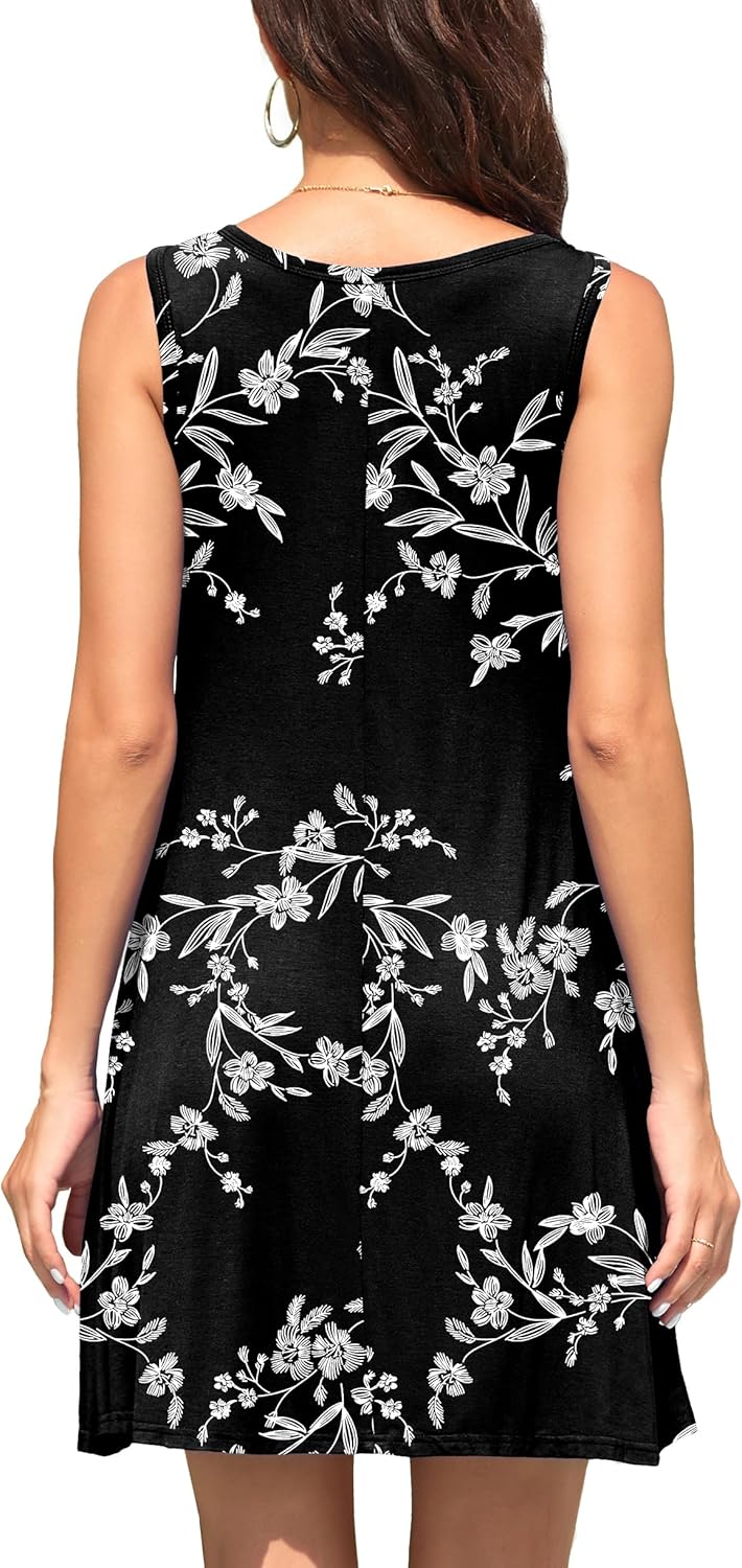 WEACZZY Women Summer Casual Swing T Shirt Dresses Beach Cover up Loose Dress