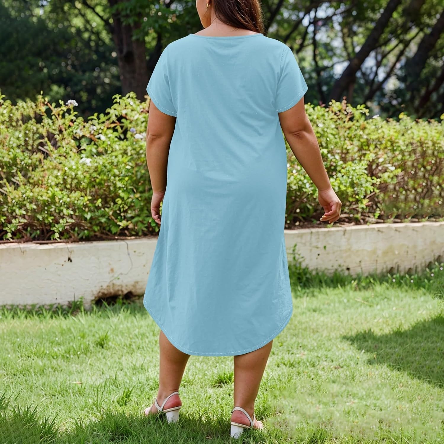 Maxi Dresses for Women 2025 Plus Size Tie Dye V Neck Dress Short Sleeve Side Split Beach Summer Sundress with Pocket