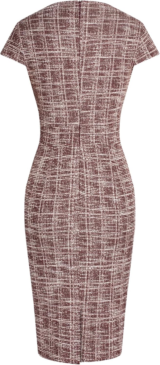 GRACE KARIN Women's Gorgeous Pencil Dress Cap Sleeve Tweed Pencil Dress for Work