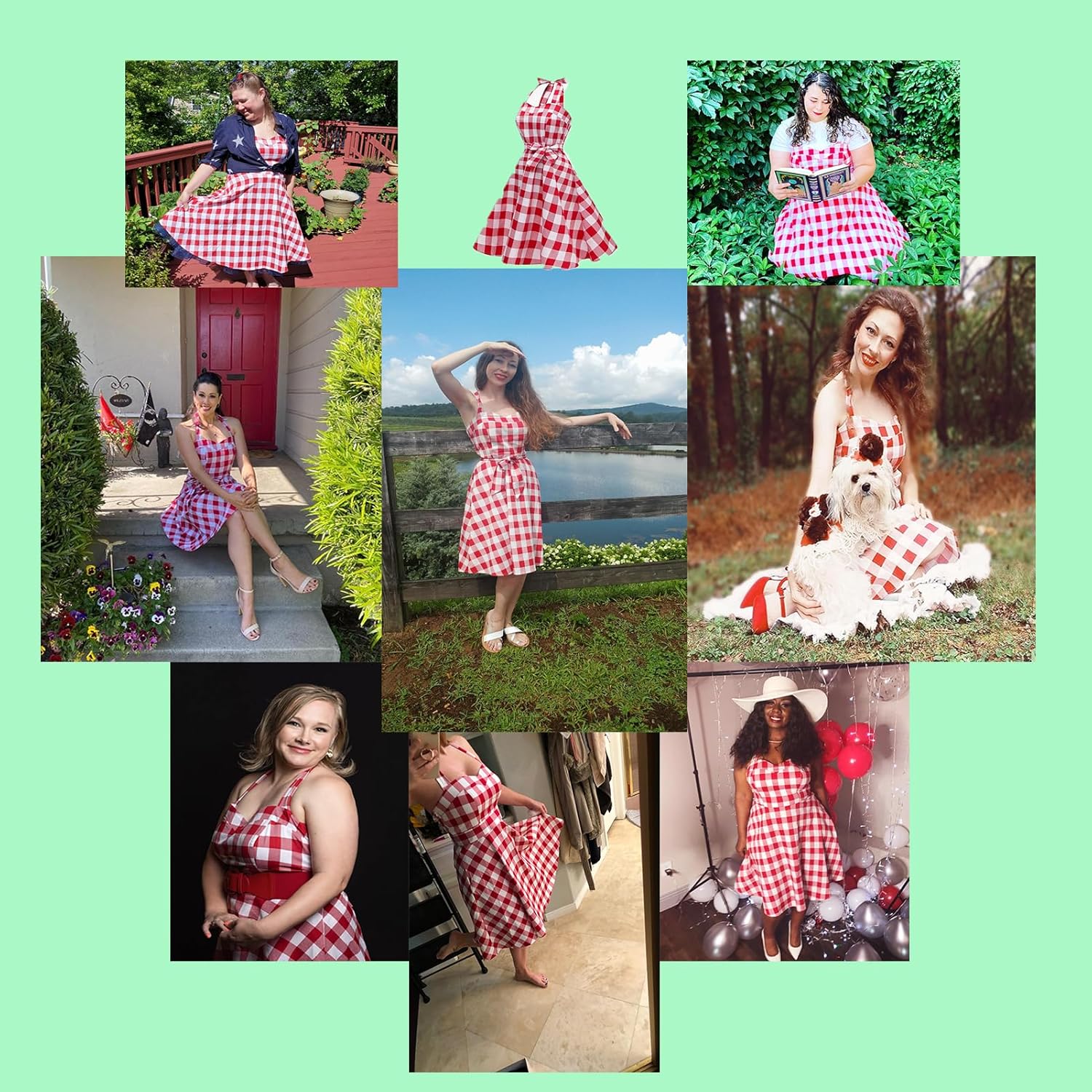 Topdress Women'sVintage Polka Audrey Dress 1950s Halter Retro Cocktail Dress