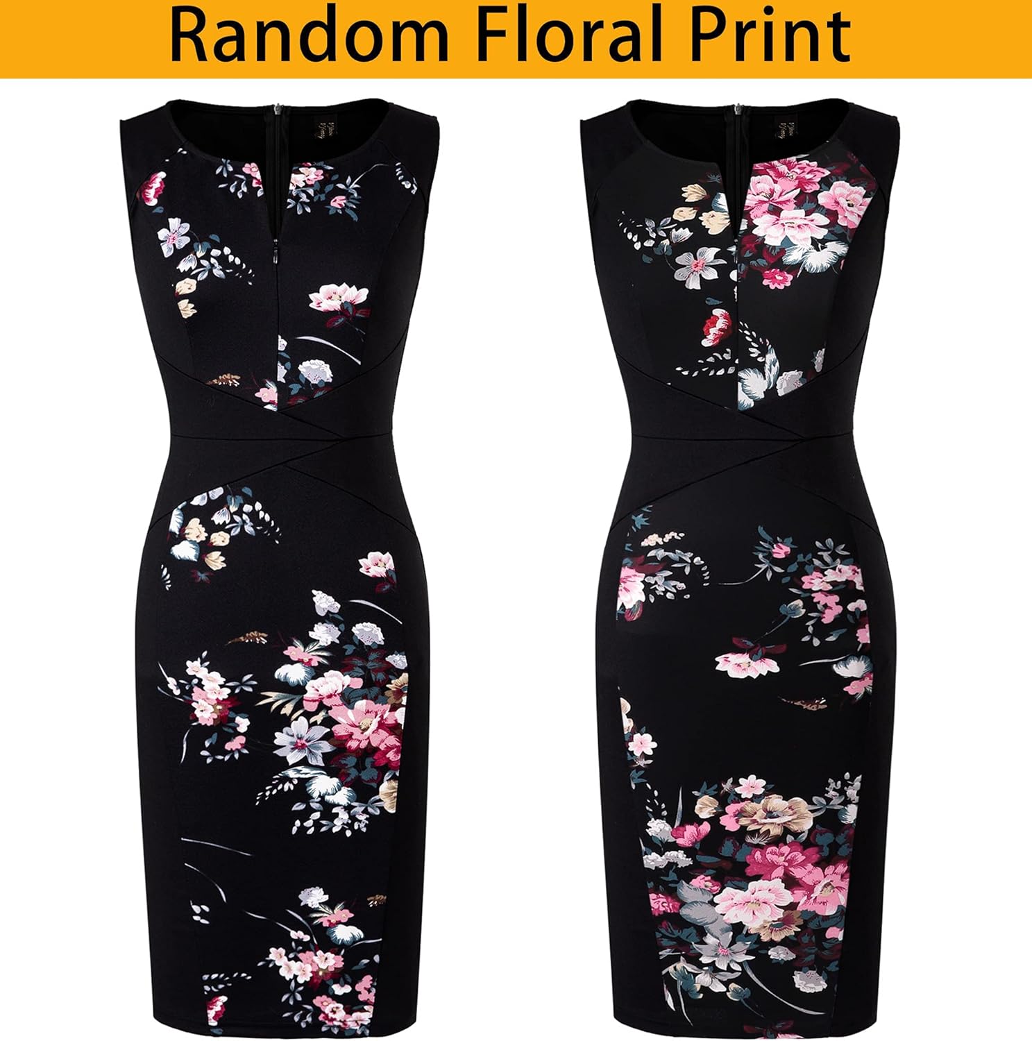 VFSHOW Womens Elegant Slim Front Zipper up Work Business Office Party Sheath Dress