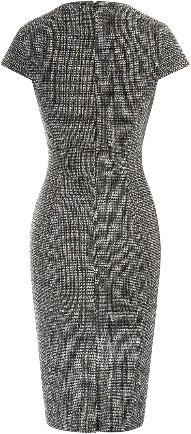 GRACE KARIN Women's Gorgeous Pencil Dress Cap Sleeve Tweed Pencil Dress for Work