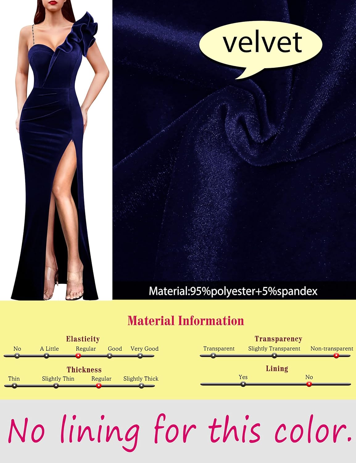 VFSHOW Womens Ruffle One Shoulder Strap Ruched Formal Prom Wedding Maxi Dress V Neck Elegant Split Cocktail Evening Long Gown
