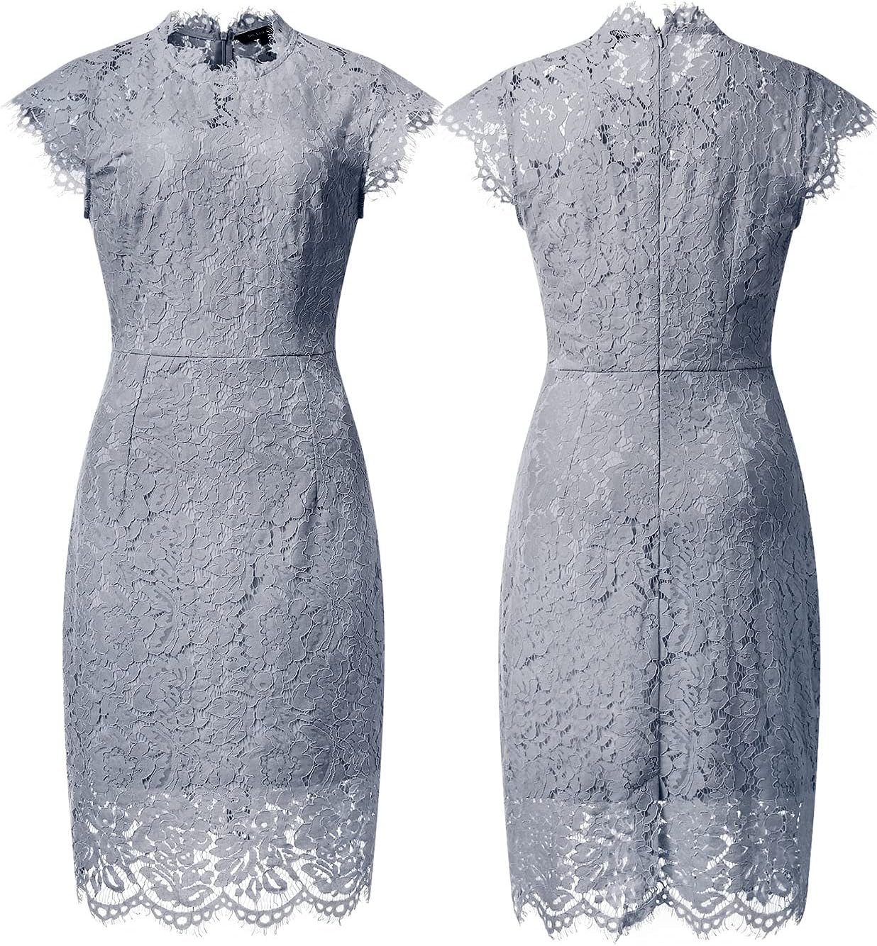 MEROKEETY Women's Sleeveless Lace Floral Elegant Cocktail Dress Crew Neck Knee Length for Party